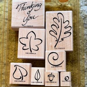 Stampin' Up! Wooden Leaf & Sentiment Stamp Set - Festive fall 2001
